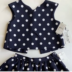 Pipa & Julie Blue/White Polka Dot Skirt & Top set